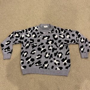 New! Never worn! Adorable grey leopard spotted sweater - super soft and warm